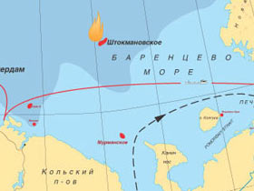 Штокмановское месторождение на карте. Фото: www.b-port.com (с)