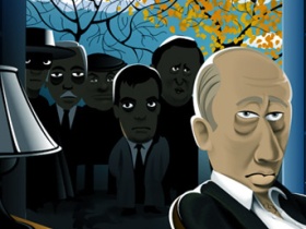 Путин и Медведев. Карикатура Егора Жгуна