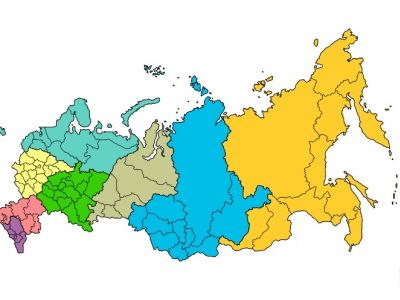 Федеральные округа РФ. Иллюстрация: scientificrussia.ru